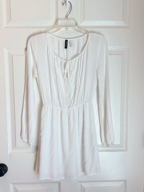 H&M Divided White Lace Detail Boho Mini Dress - Size 6
